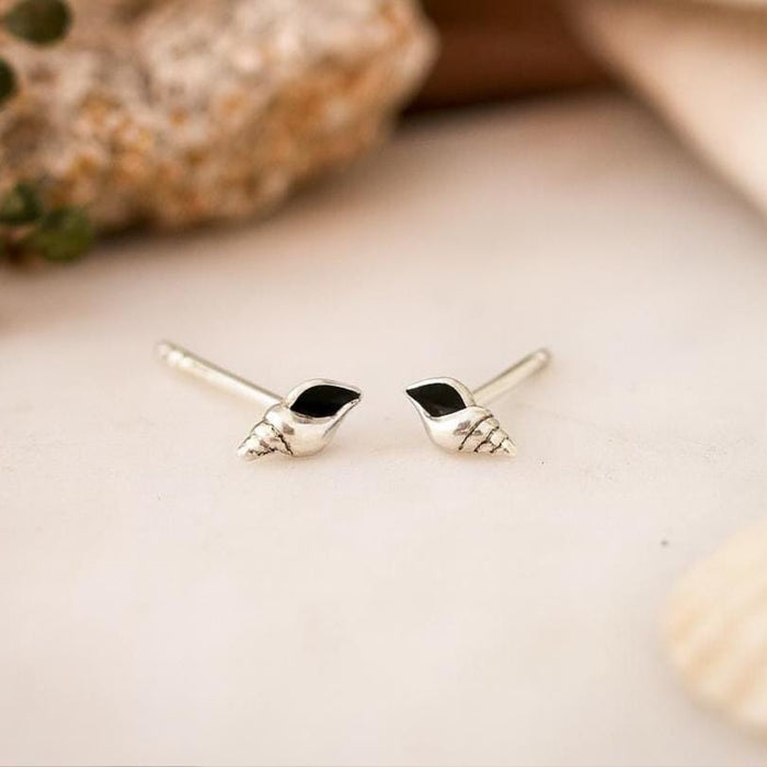 Sterling Silver Conch Shell Stud Earrings: Coastal Jewellery
