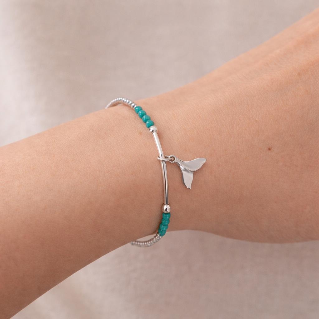 Sterling Silver Whale Tail Bracelet, Ocean inspired jewellery