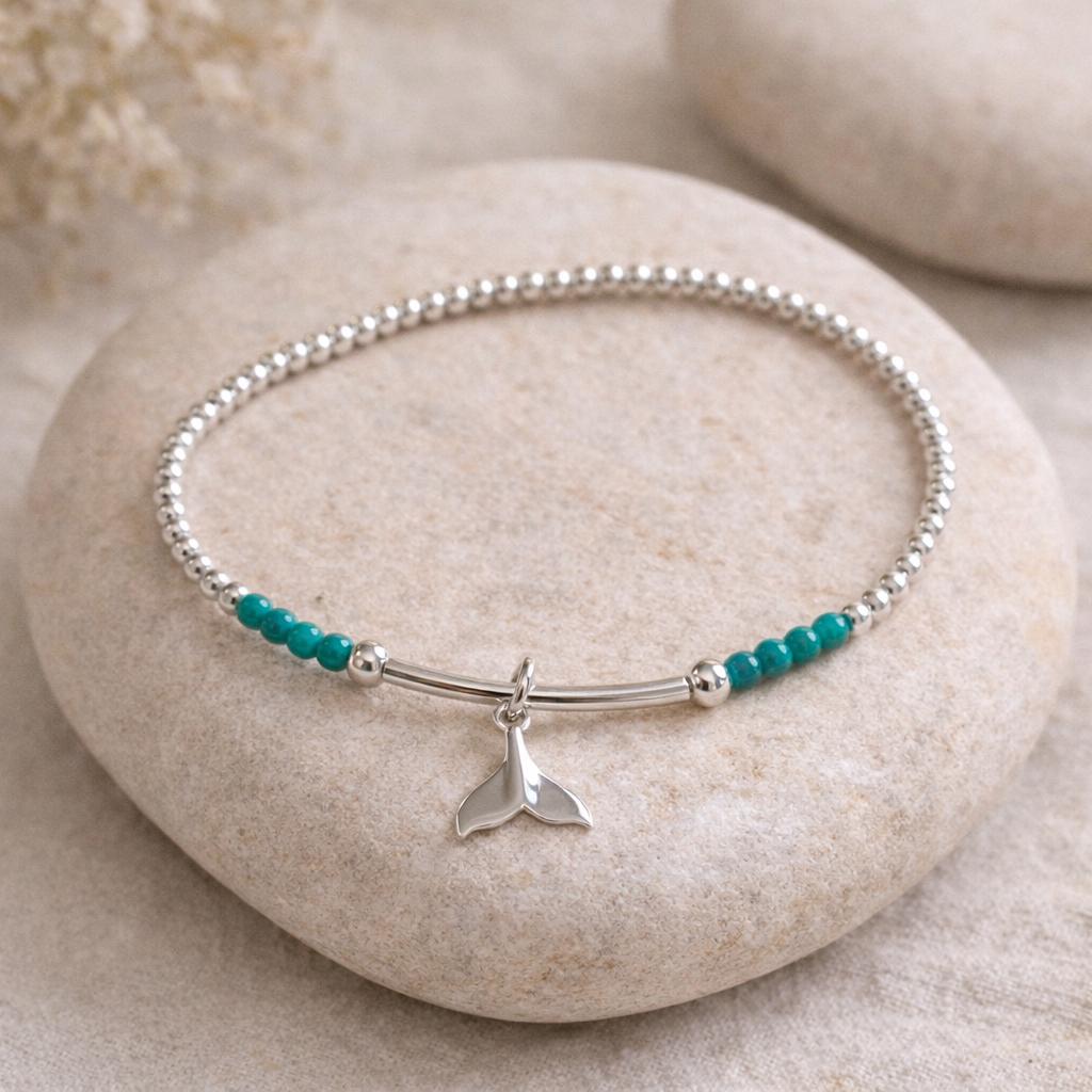 Sterling Silver Whale Tail Bracelet, Ocean inspired jewellery