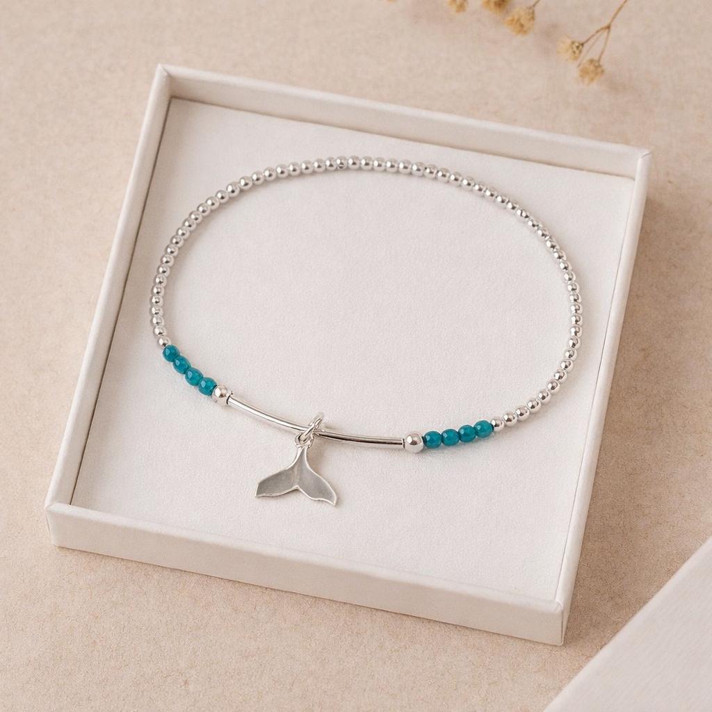 Sterling Silver Whale Tail Bracelet, Ocean inspired jewellery