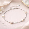 40th Birthday Sterling Silver Four Pearl Bracelet:Milestone Birthday Gift
