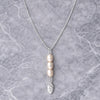 30th Birthday Sterling Silver Three Pearl Leaf Drop Necklace