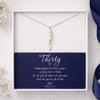 30th Birthday Sterling Silver Three Pearl Leaf Drop Necklace