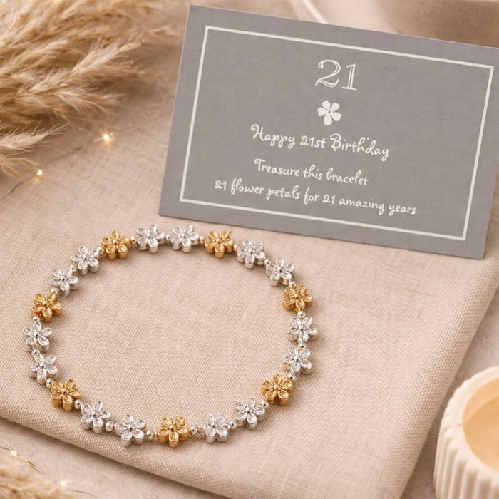 21st Birthday Flower Petal Stretch Bracelet