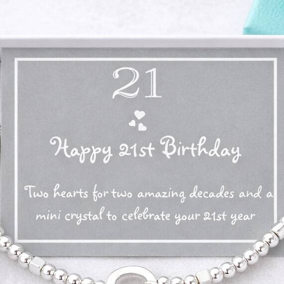 21st Birthday Heart Stretch Bracelet