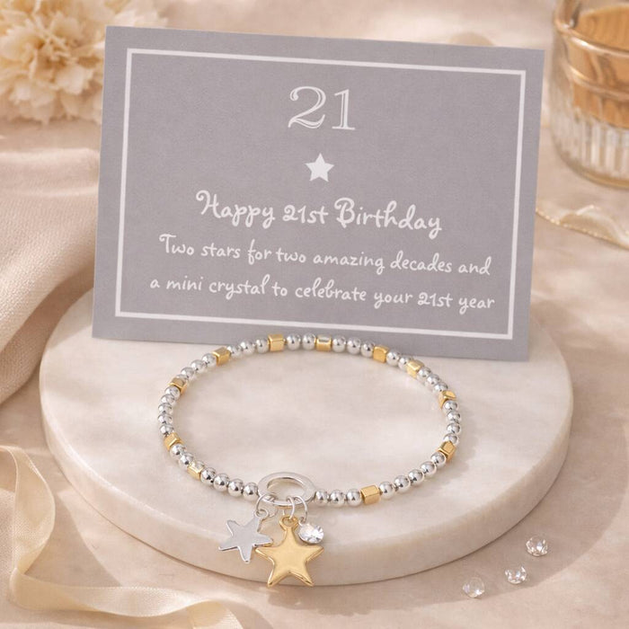 21st Birthday Stars And Charm Bracelet