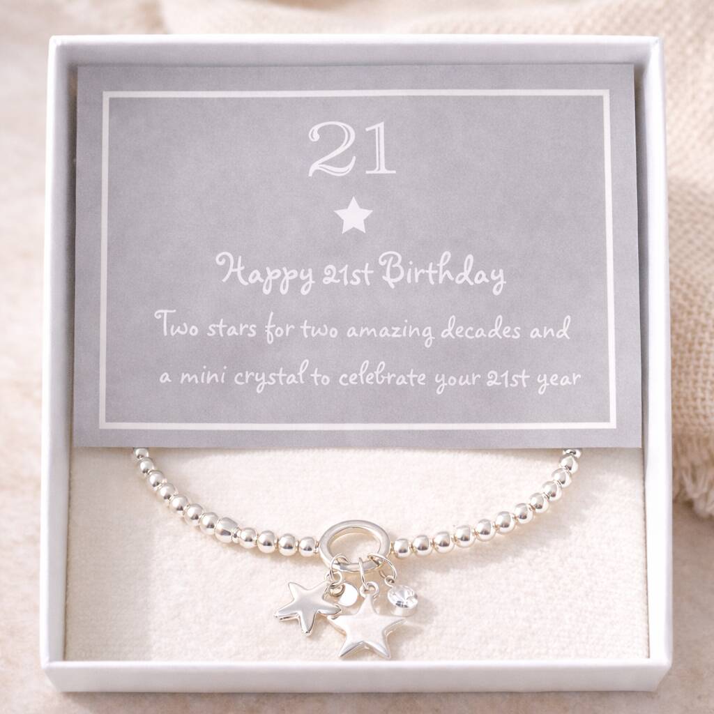 21st Birthday Stars And Charm Bracelet