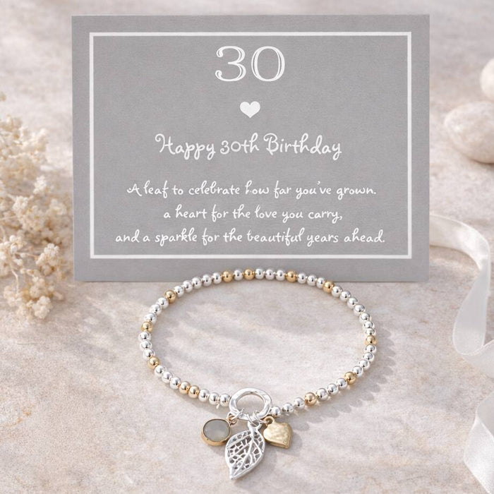 30th Birthday Three Charm Bracelet
