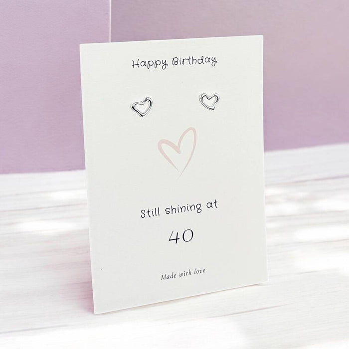 40th Birthday Still Shining Sterling Silver Heart Earrings