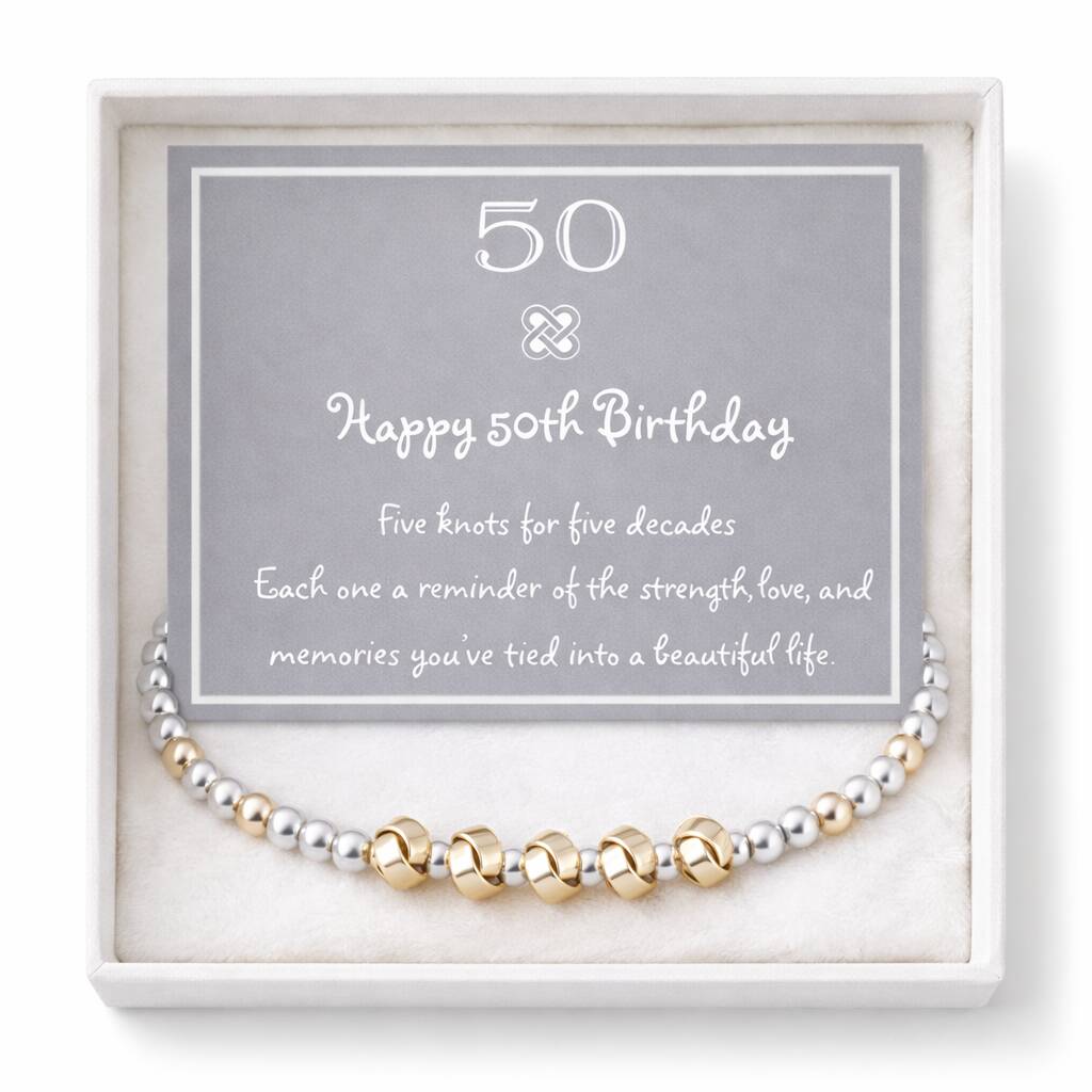 50th Birthday Five Knot Stretch Bracelet