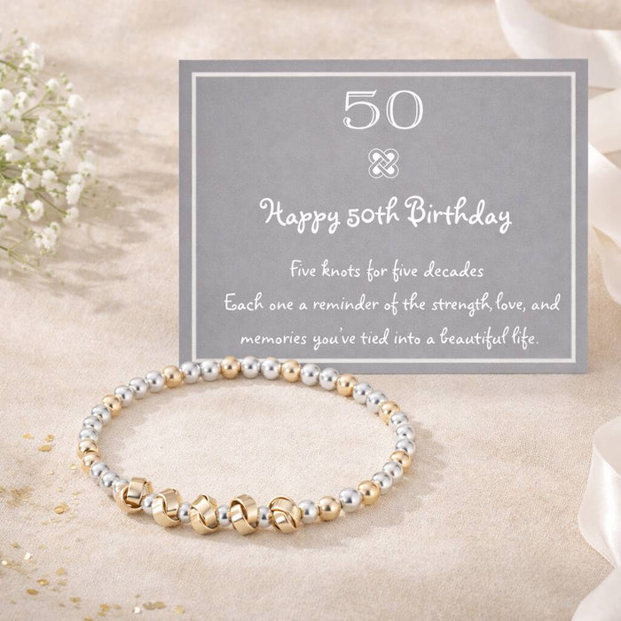 50th Birthday Five Knot Stretch Bracelet