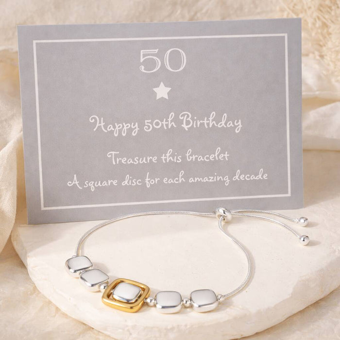 50th Birthday Five Disc Drawstring Bracelet