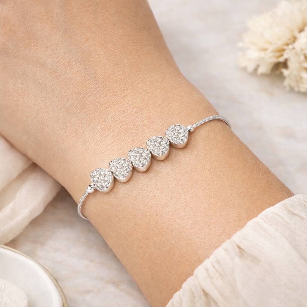 50th Birthday Drawstring Five Heart Bracelet