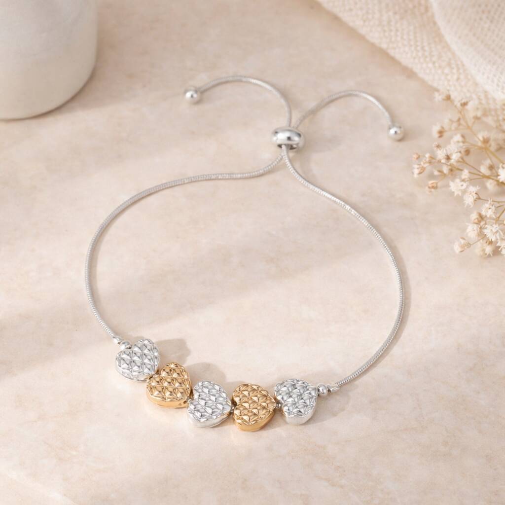 50th Birthday Drawstring Five Heart Bracelet