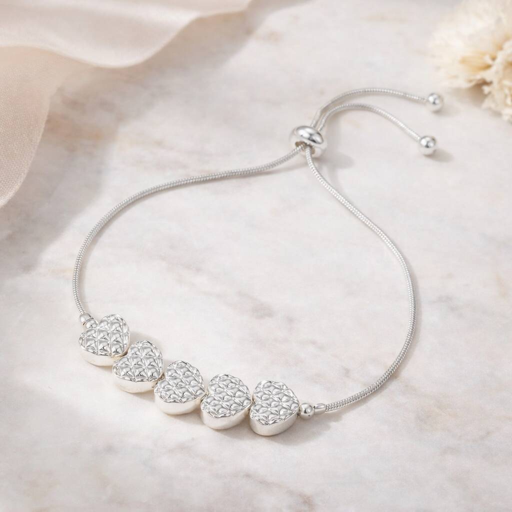 50th Birthday Drawstring Five Heart Bracelet