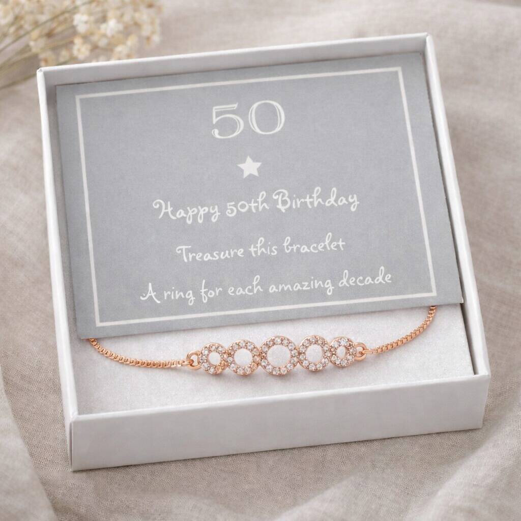 50th Birthday Five Ring Drawstring Bracelet