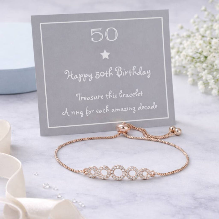 50th Birthday Five Ring Drawstring Bracelet