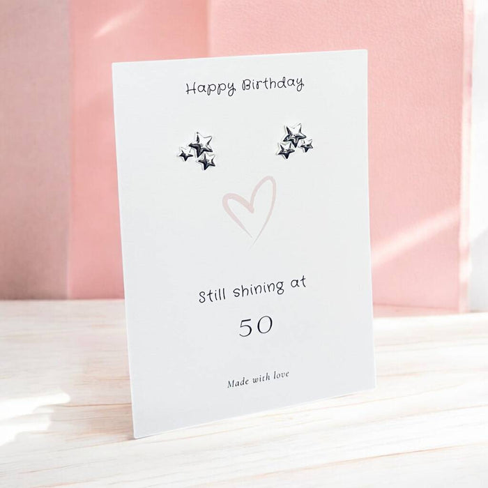 50th Birthday Still Shining Sterling Silver Star Earrings