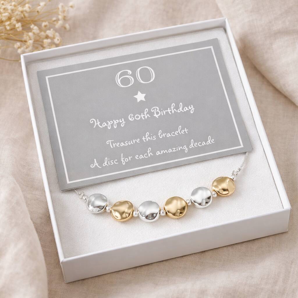 60th Birthday Six Disc Drawstring Bracelet