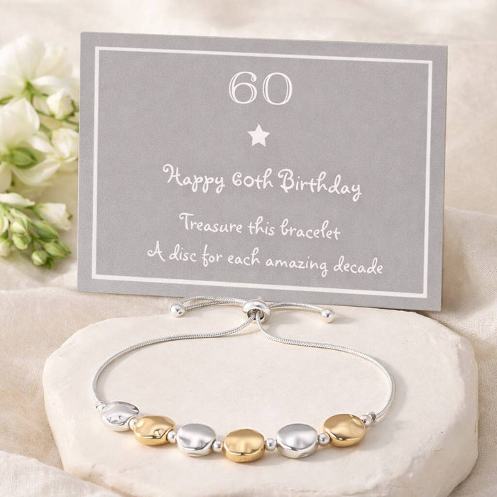 60th Birthday Six Disc Drawstring Bracelet