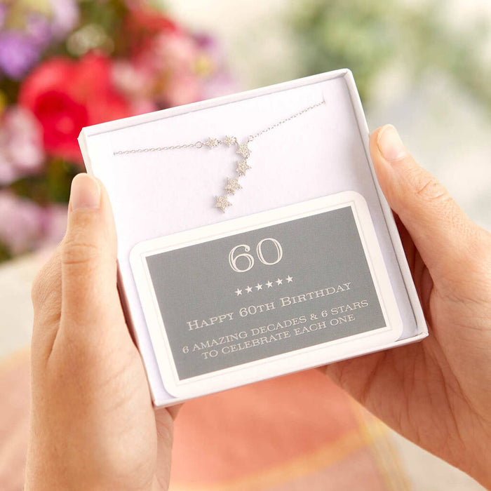 60th Birthday Sterling Silver Star Necklace