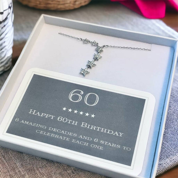 60th Birthday Sterling Silver Star Necklace