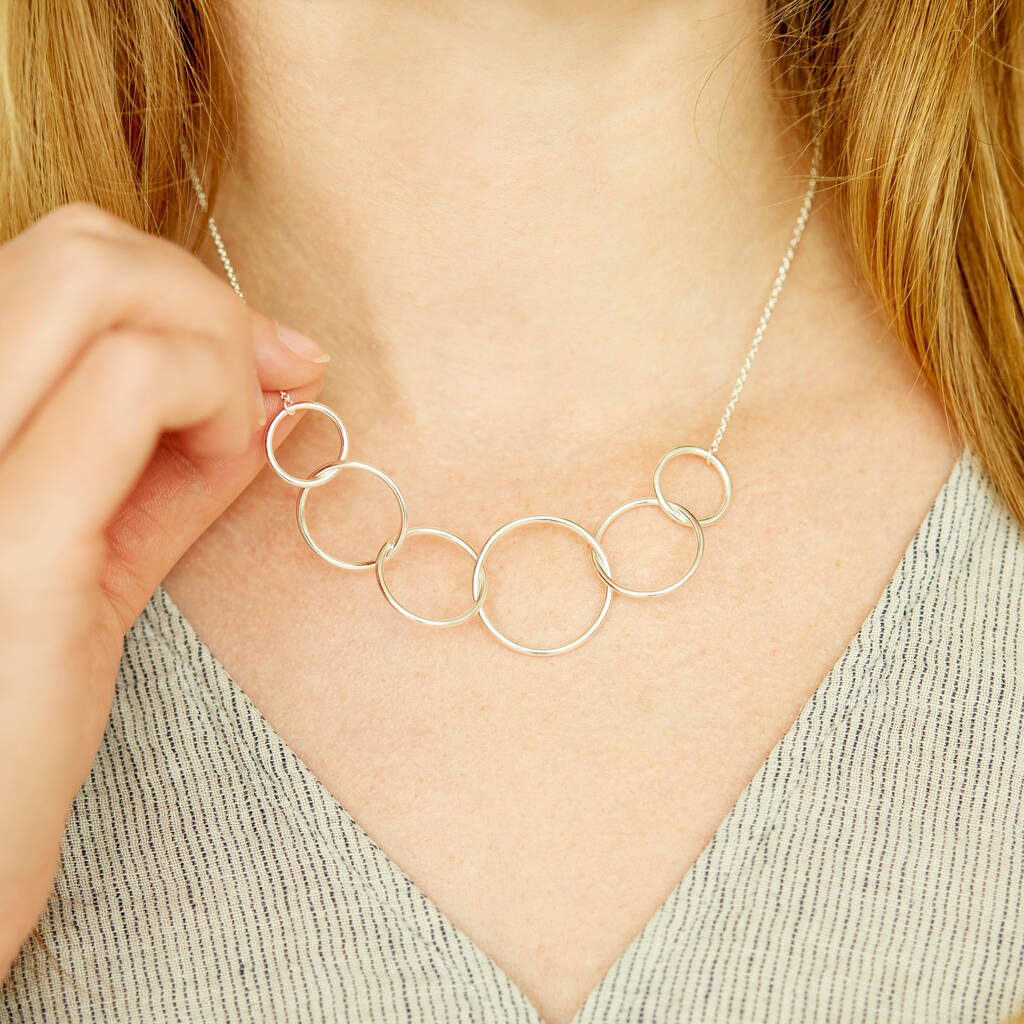 60th Birthday Sterling Silver Statement Ring Necklace