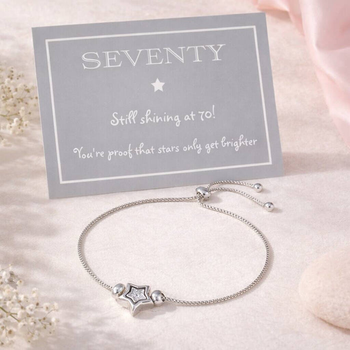 70th Birthday Star Charm Drawstring Bracelet