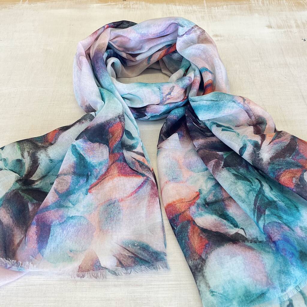 Abstract Rose Buds Scarf