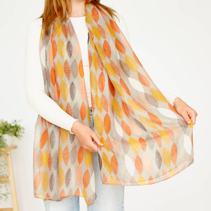 Grey Autumn Leaves Scarf