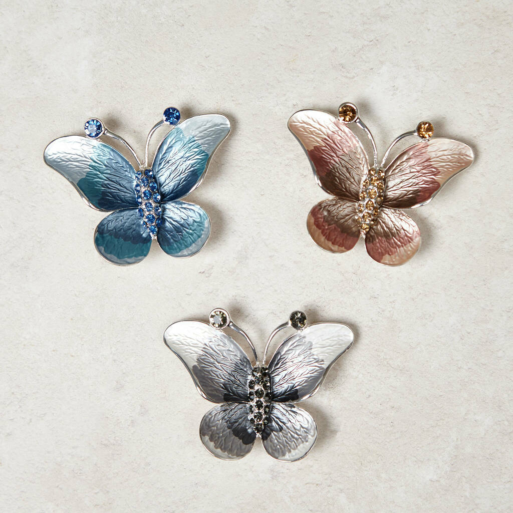 Butterfly Silhouette Scarf And Butterfly Brooch Set