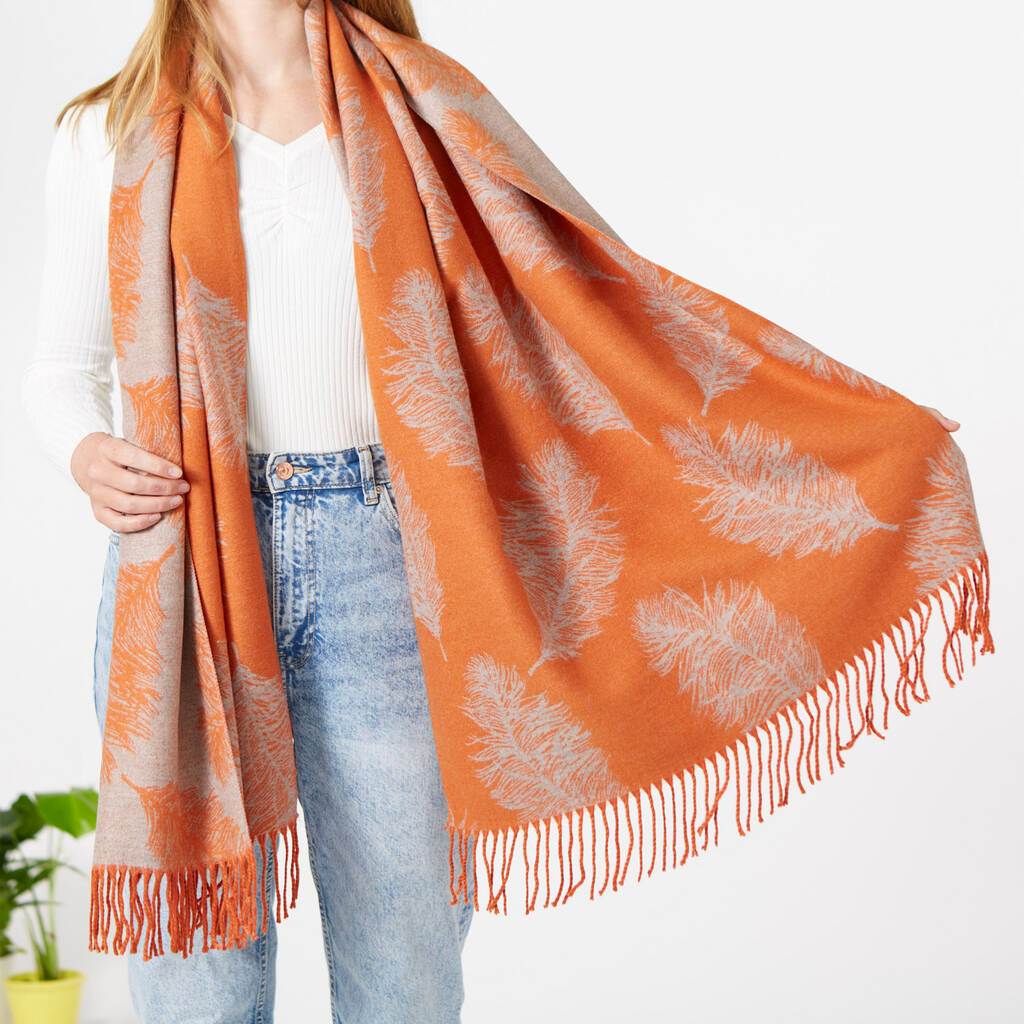 Cashmere Feather Print Scarf