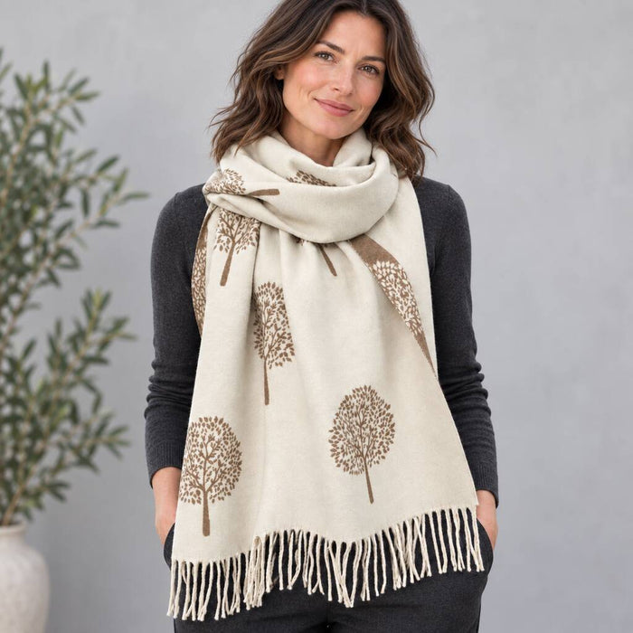 Cashmere Mulberry Tree Of Life Print Scarf