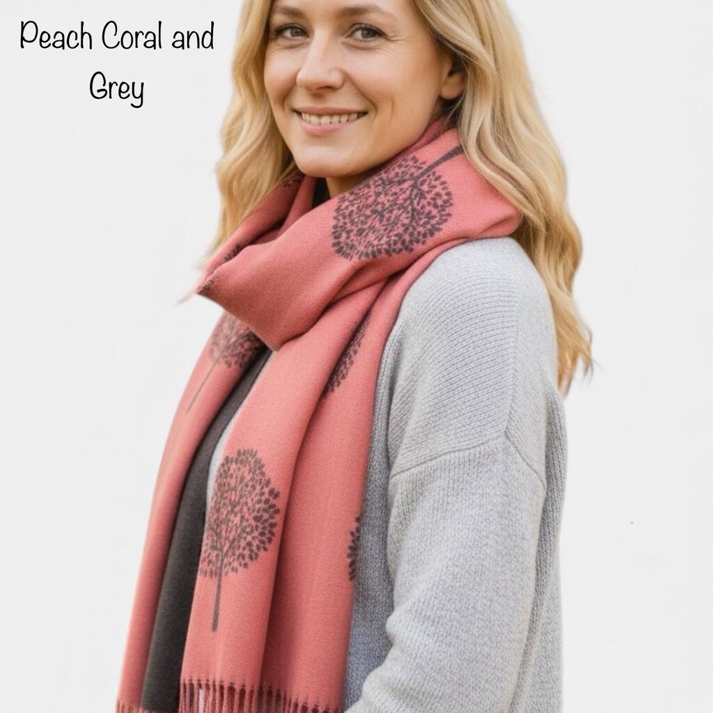 Cashmere Mulberry Tree Of Life Print Scarf