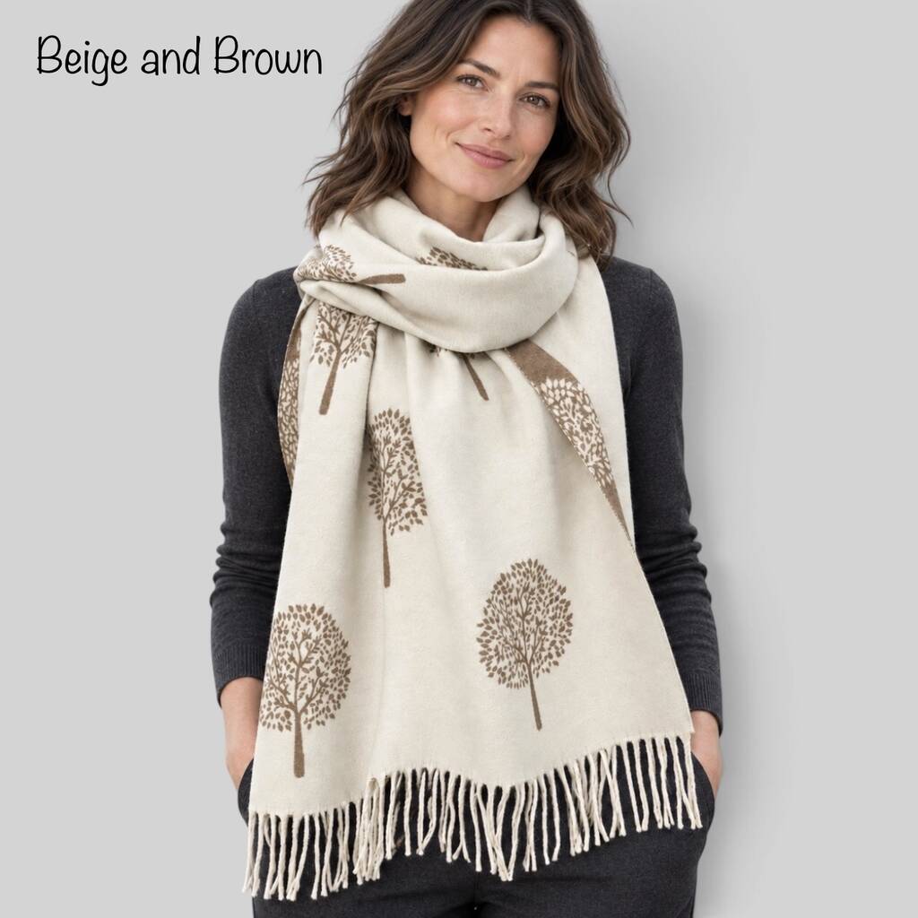 Cashmere Mulberry Tree Of Life Print Scarf