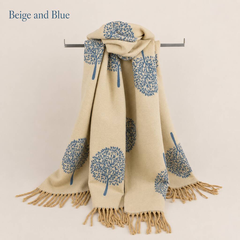 Cashmere Mulberry Tree Of Life Print Scarf