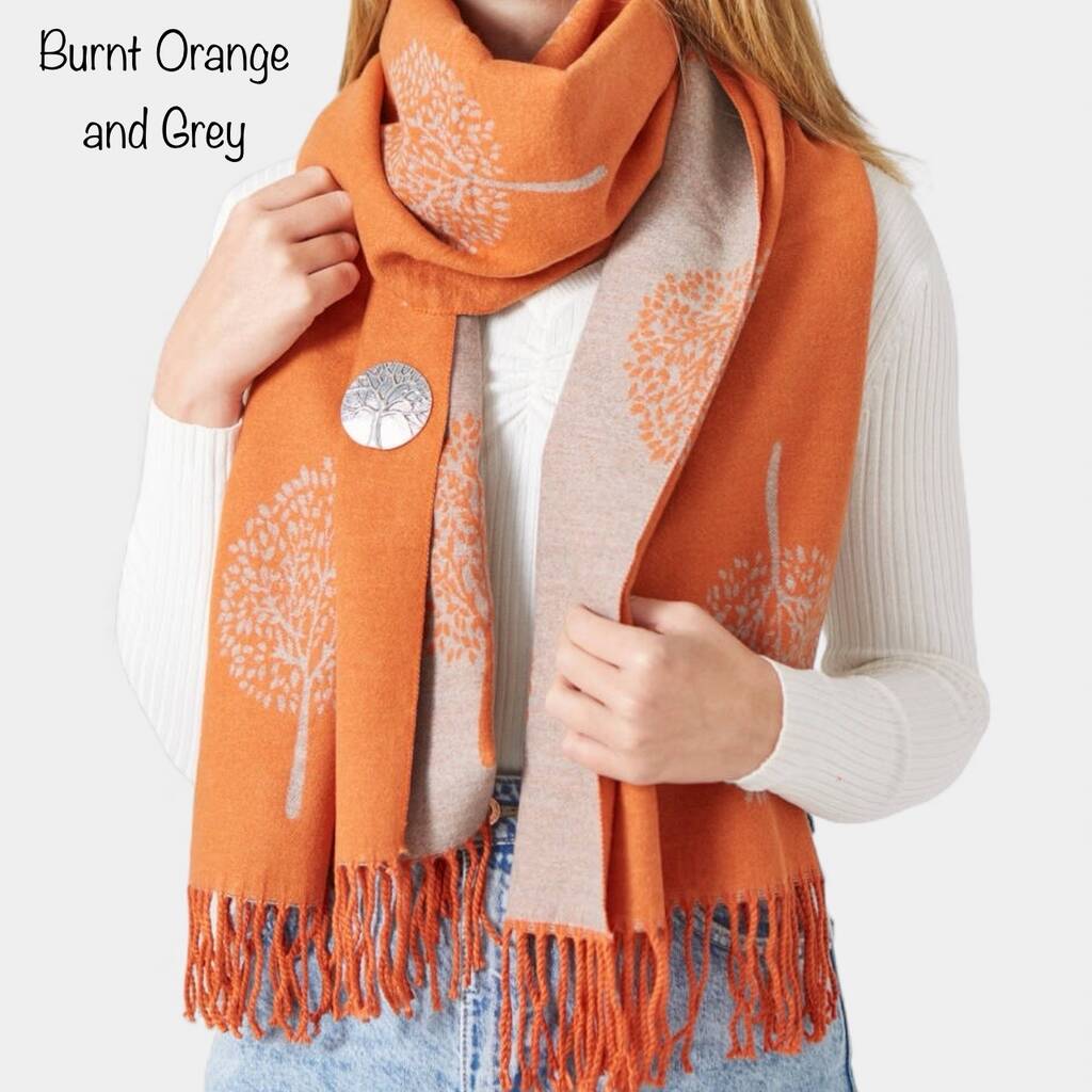 Cashmere Mulberry Tree Of Life Print Scarf