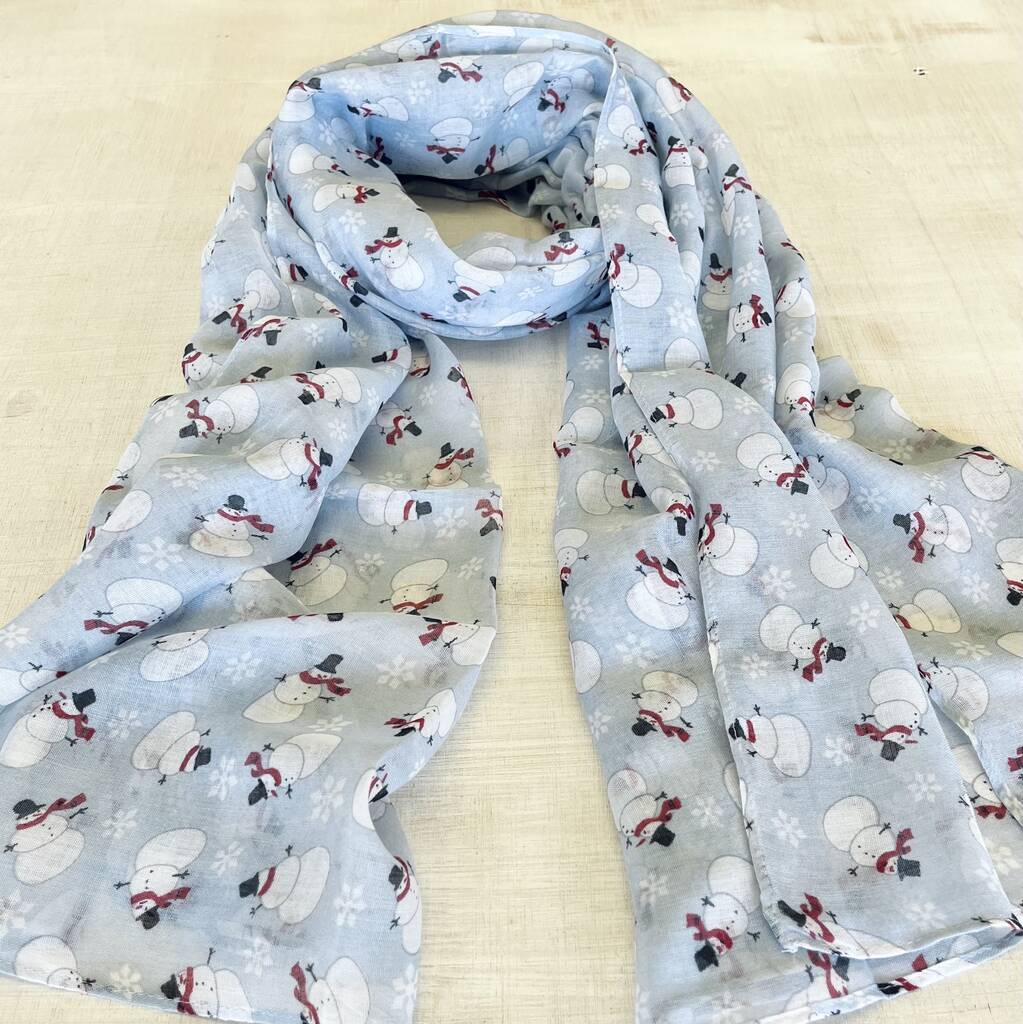 Christmas Snowman Print Scarf