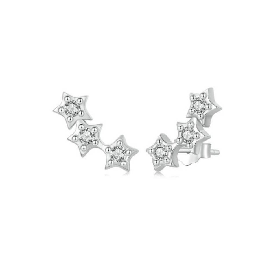 Christmas Sparkle Sterling Silver Crystal Star Earrings