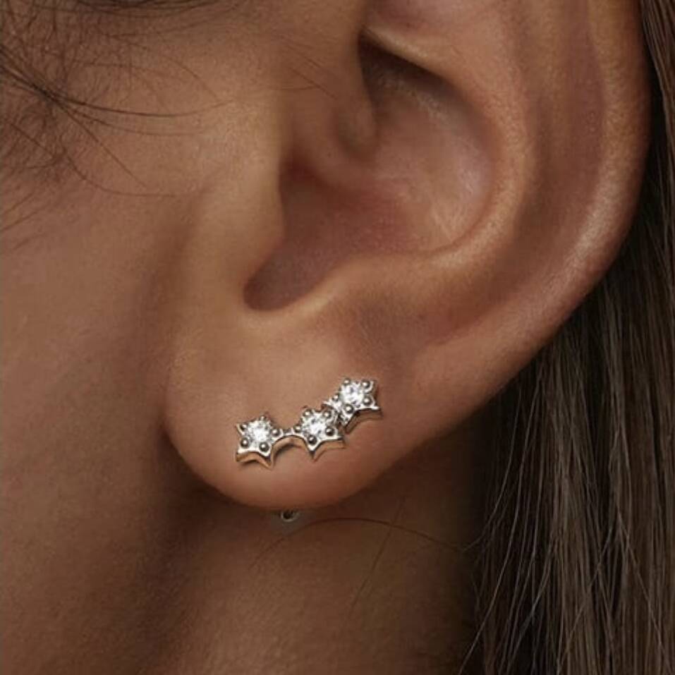 Christmas Sparkle Sterling Silver Crystal Star Earrings