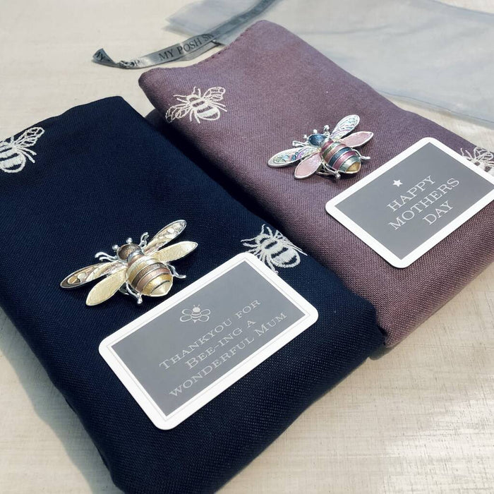 Embroidered Bee Scarf And Brooch Set
