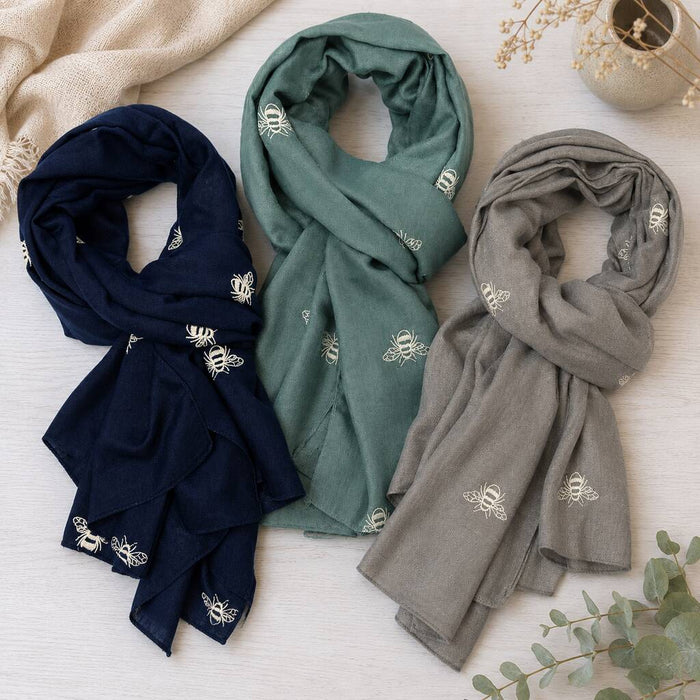 Embroidered Bee Scarf