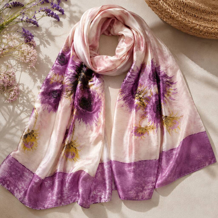 Purple Sunflowers By Van Gogh Silk Scarf