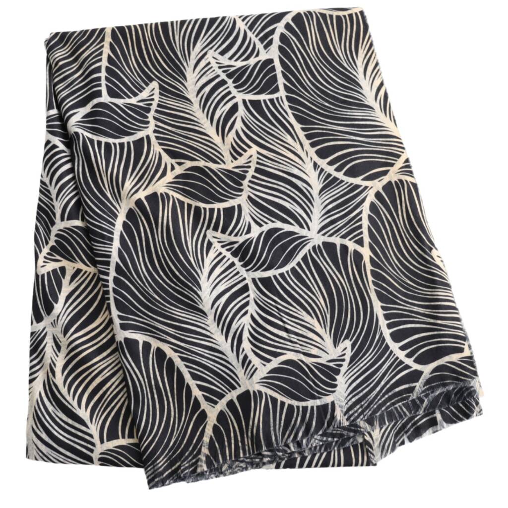Monochrome Leaf Sketch Scarf