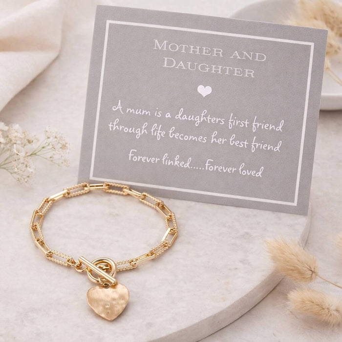 Mother And Daughter Forever Linked Heart Toggle Bracelet