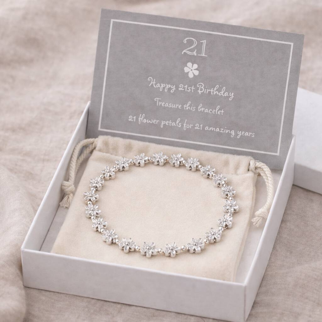 21st Birthday Flower Petal Stretch Bracelet