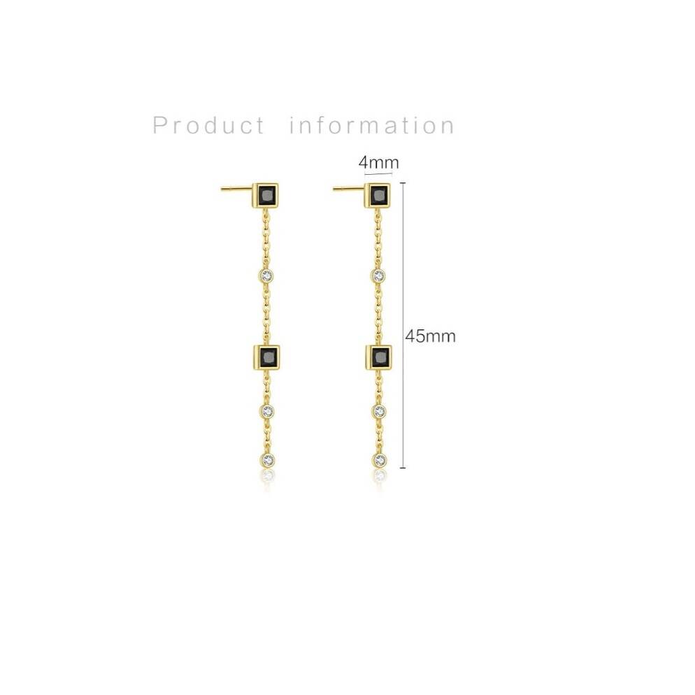 Gold Plated Chain Drop Geometric Earrings