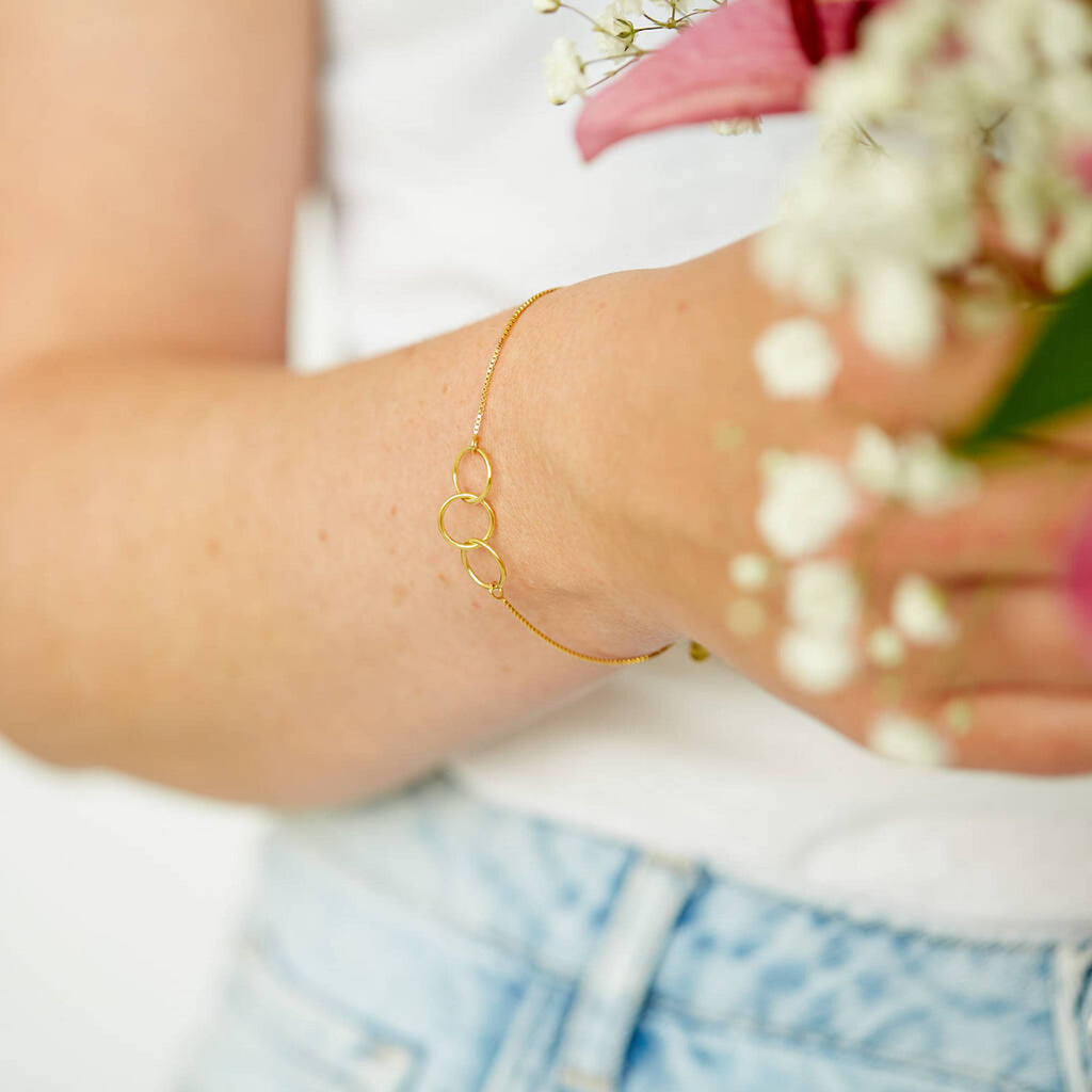 Gold Plated 30th Birthday Three Ring Bracelet