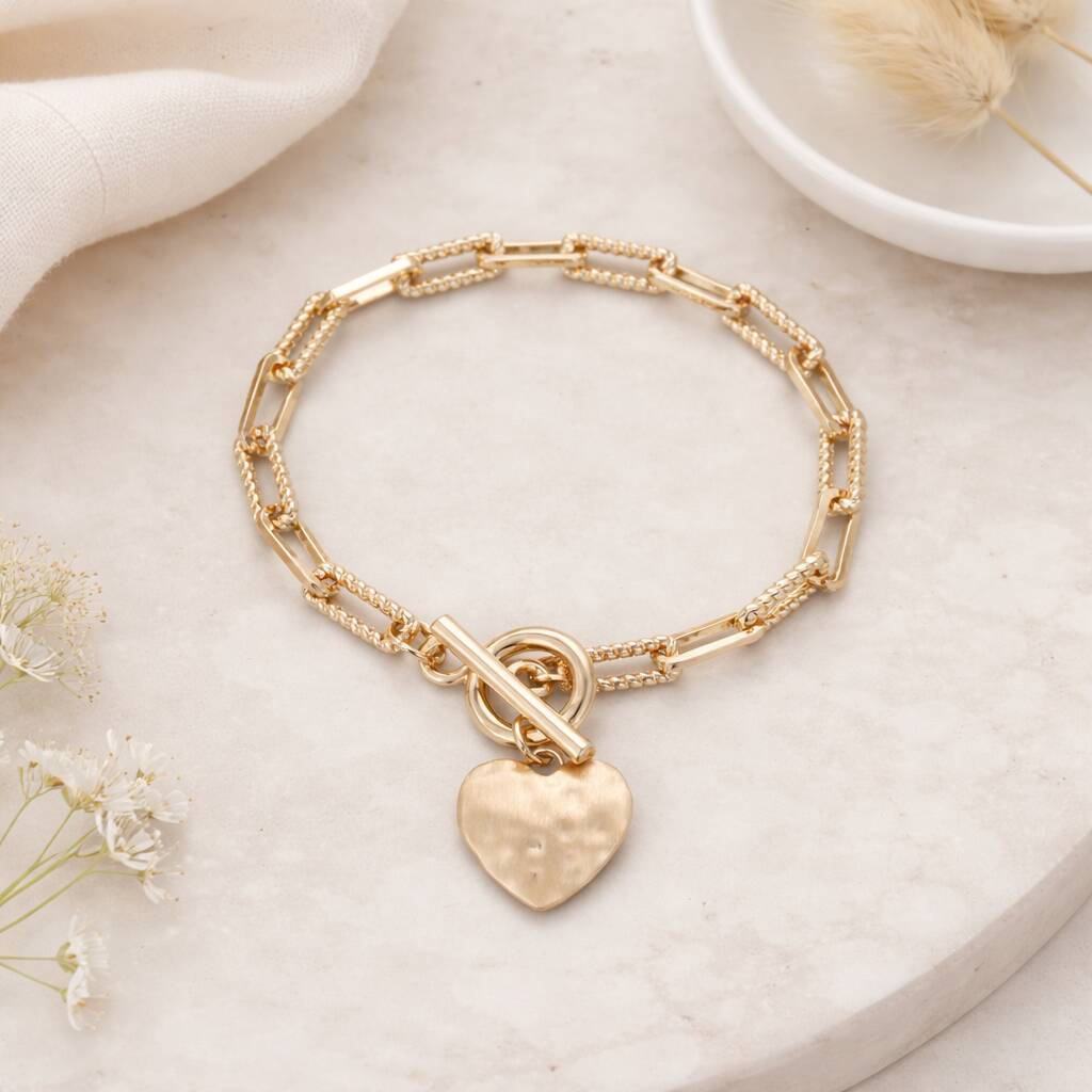 Mother And Daughter Forever Linked Heart Toggle Bracelet