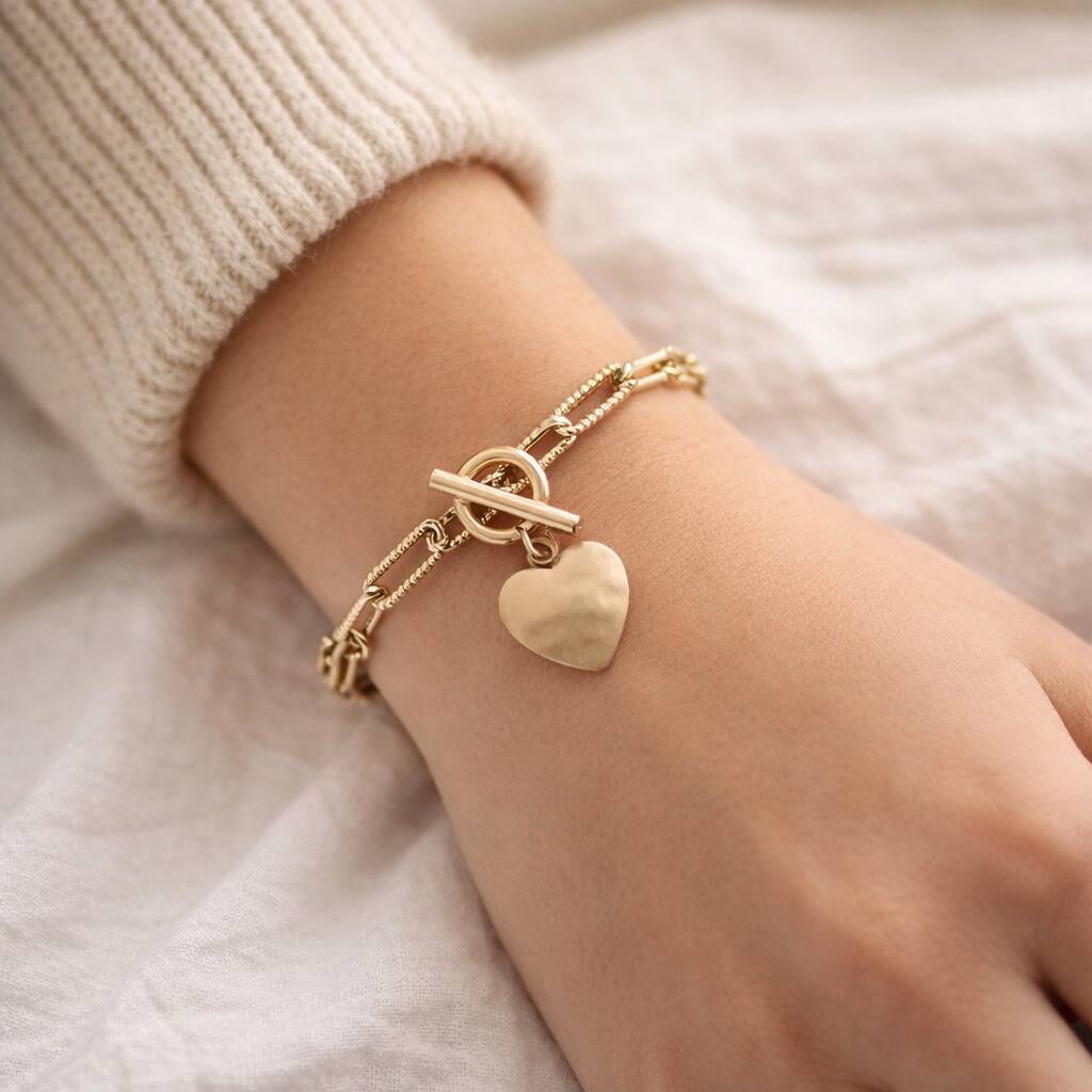 Mother And Daughter Forever Linked Heart Toggle Bracelet